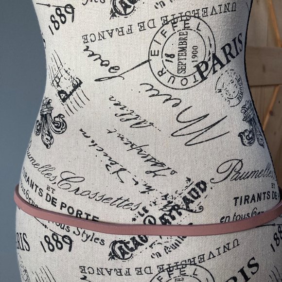 Vintage J. Crew Genuine Leather Skinny Belt 41" Pink double D-ring - Picture 2 of 8